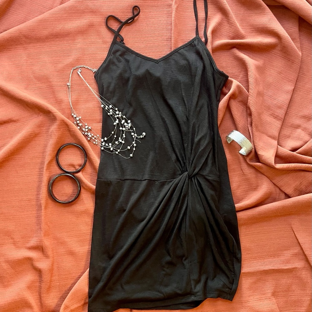 LoveFire Black Twist Hem Spaghetti Strap Dress NWT